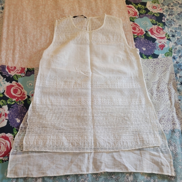 Zara Tops - Zara Basic White Linen Tunic Sleeveless Top Size Large